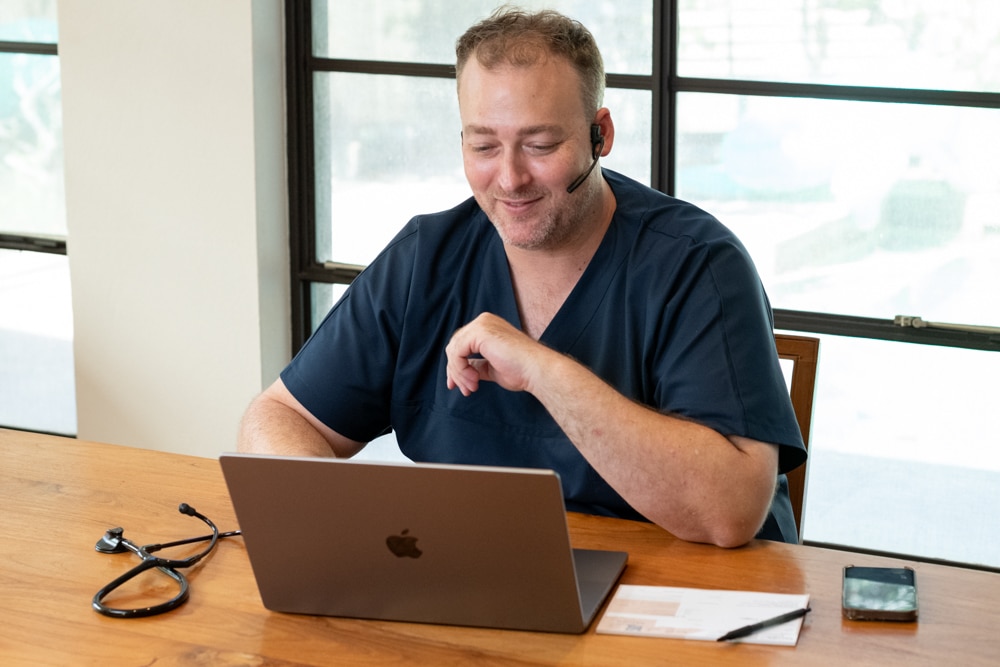 Telehealth GP doing a video consult