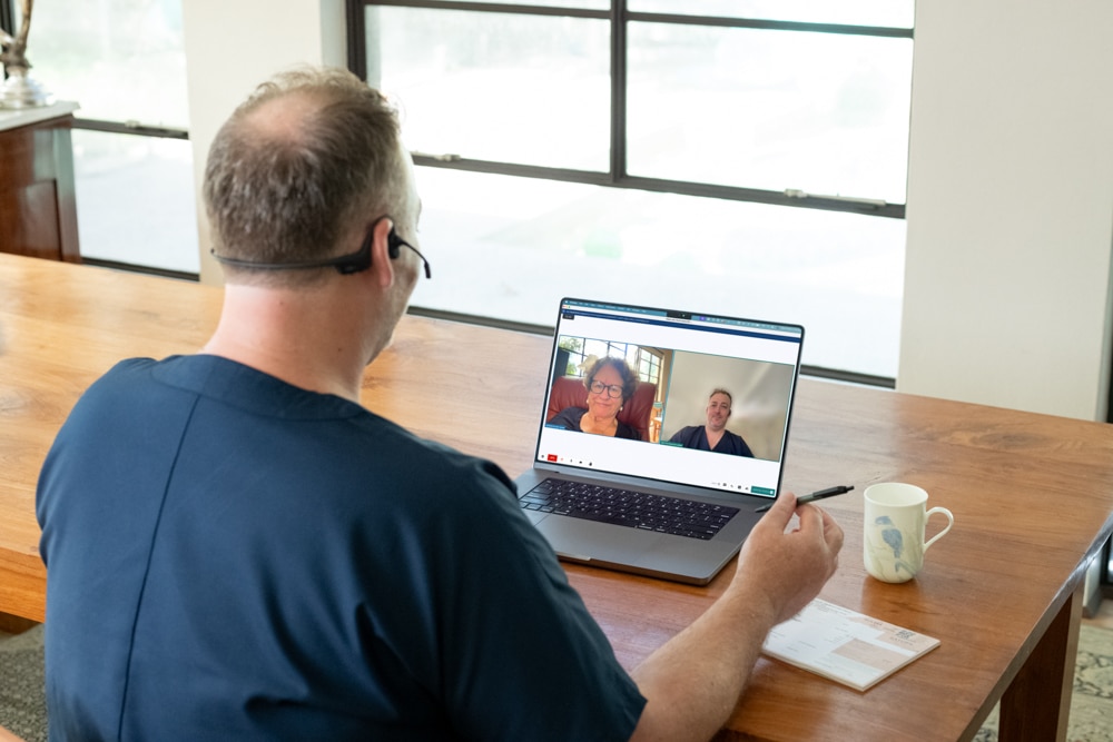 Dr Mike Patton providing a telehealth consultation.